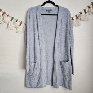 Barefoot Dreams Cozychic Lite Longline Open Front Cardigan Baby Blue Gray Lounge